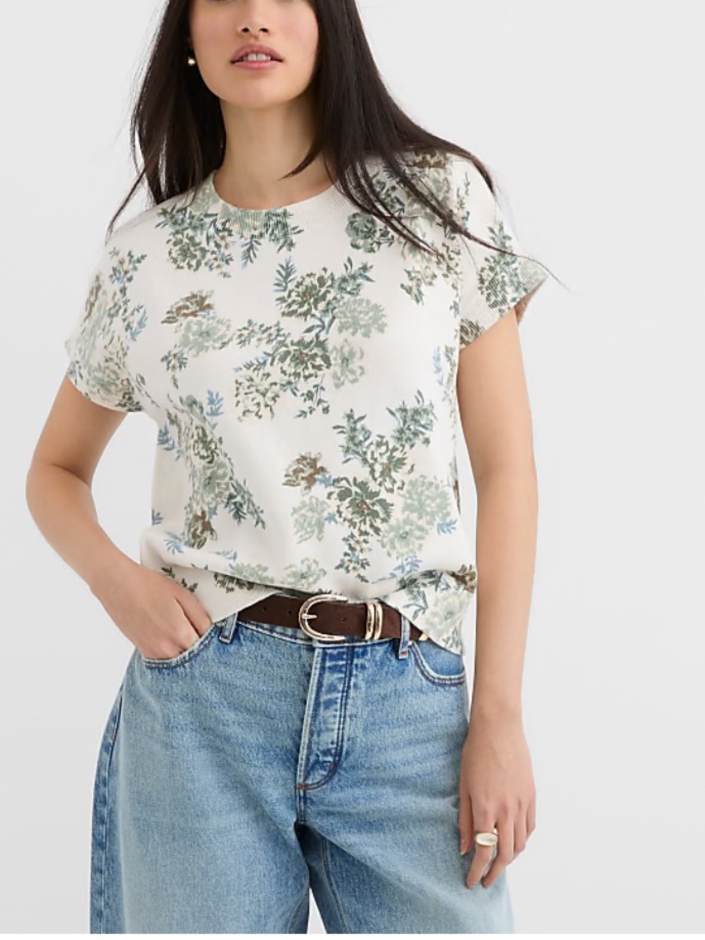 Loft Floral Short-Sleeve Knit Top